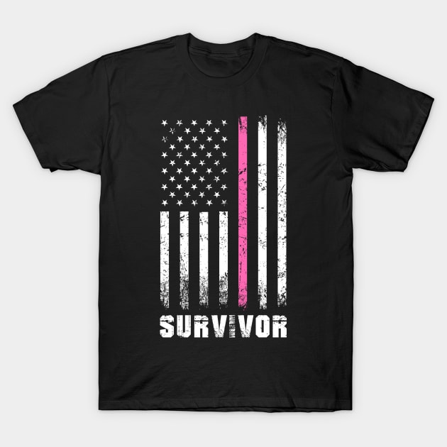 Breast Cancer Survivor - Thin Pink Line Flag T-Shirt by jpmariano